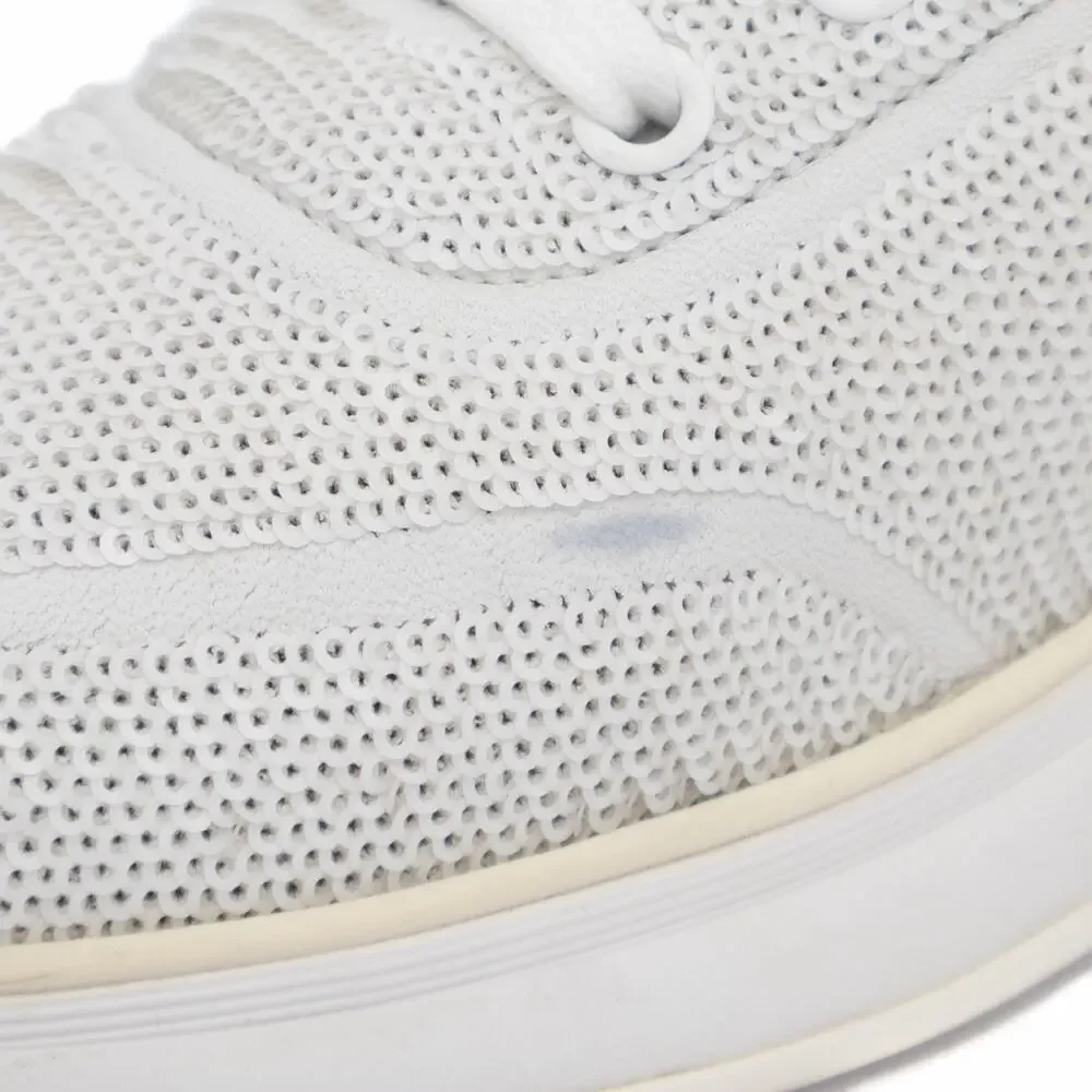 $1K CHANEL 2020 White Sequin Leather CC Low-Top Sneakers Trainers 39.5 US 9.5